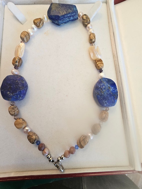 Lapis jewelry statement necklace pre owned jewelr… - image 4