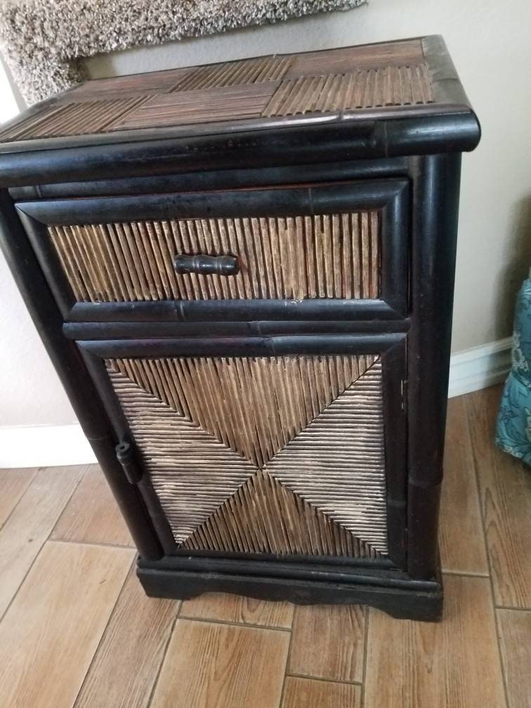 Black Bamboo Furniture nightstand bamboo night stand bronze Etsy