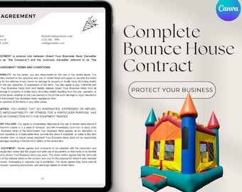 Bounce House Rental Contract Agreement Editable Canva Template with Video Instructions
