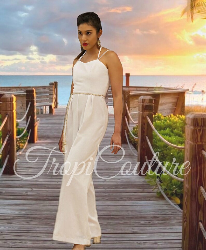 white couture jumpsuit