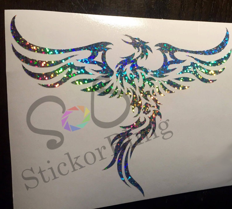 Phoenix Flame Tribal 6 Glitter Holographic Vinyl Decal Etsy