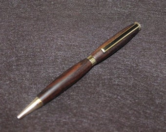 Wood Pen Hand-Made Bocote - Fat Slimline - Gold accent - Cross Refill