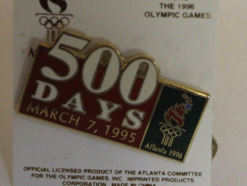 Olympic Centennial Atlanta Pin 500 Days to Go - Etsy