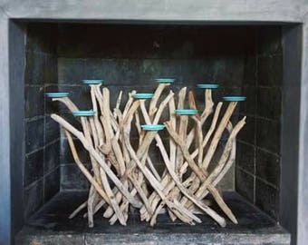 Bleached Driftwood Eight Pillar Plate Candelabra Driftwood Etsy
