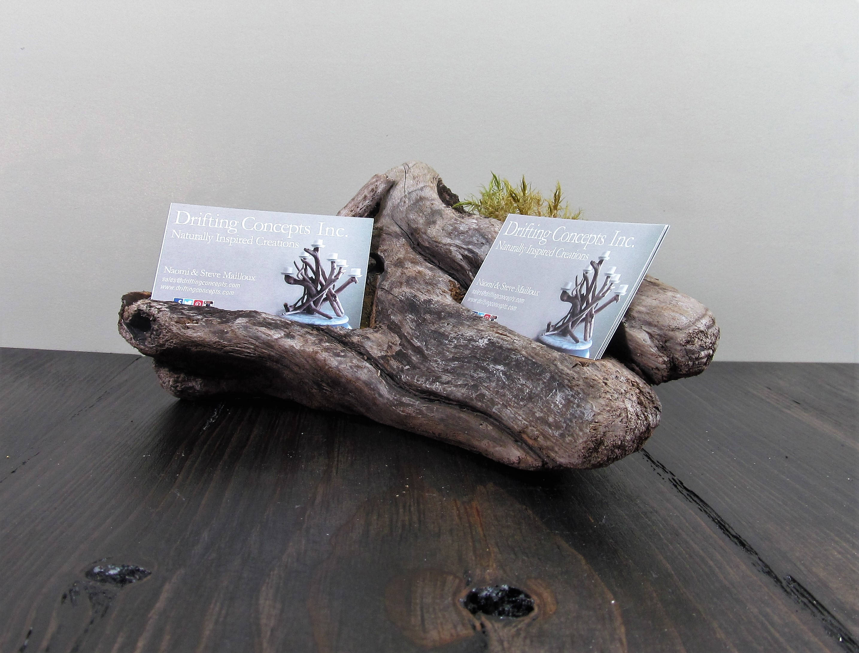 Driftwood Two Business Card Holder Business Card Display Etsy