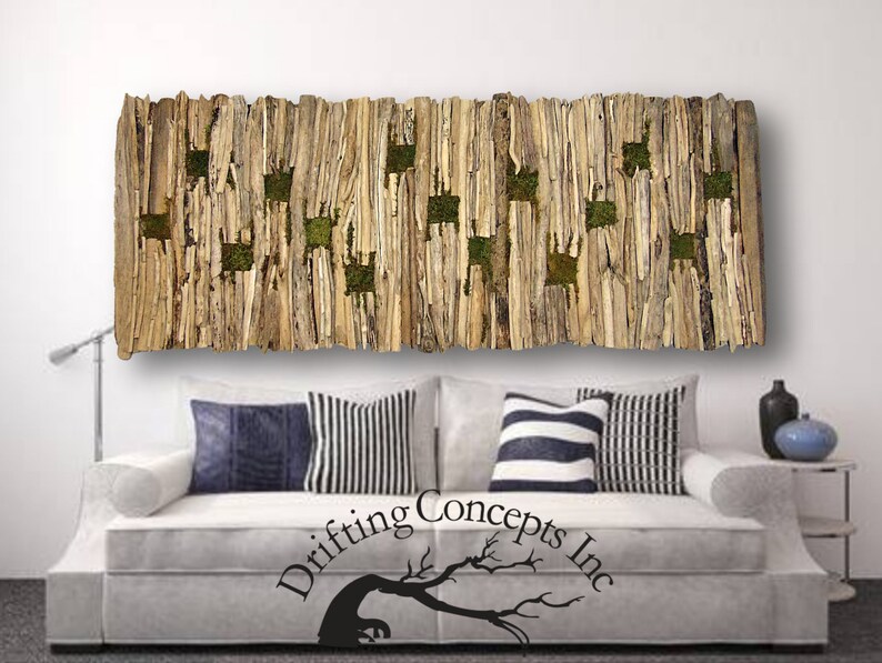 Extra Large Driftwood And Moss Wall Hanging Art Living