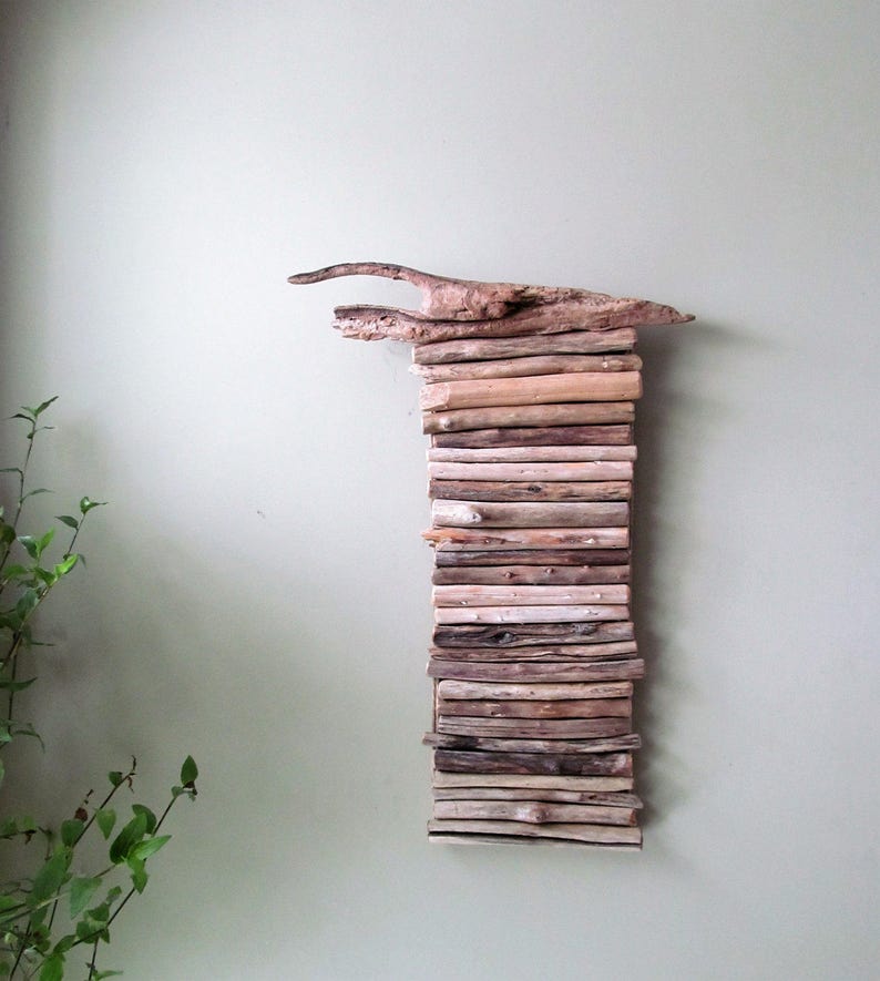 Driftwood Wall Hanging Art, Wall Art, Unique Wall Decor, Rustic Home Decor, Wood Wall Sculpture, Driftwood Art, Coastal Art, Driftwood Art image 1