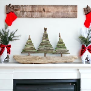 Green Driftwood Christmas Tree Forest, Driftwood Holiday Decor, Rustic Christmas Decor, Coastal Christmas, Driftwood Christmas Decoration