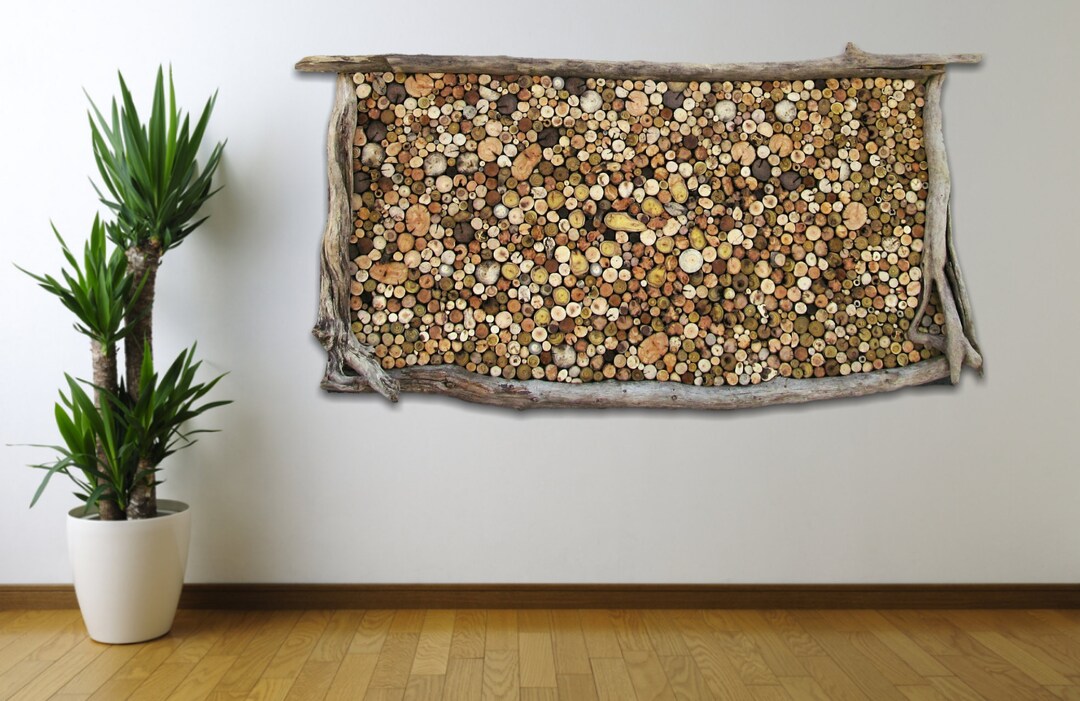 Large Driftwood Slice Hanging Art, Wall Hanging Driftwood Art