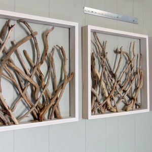 Driftwood Coral Art Trio, Framed Three Piece Driftwood Coral Wall Hanging Art, Coastal Art, Driftwood Art, Unique Wall Art, Driftwood Art