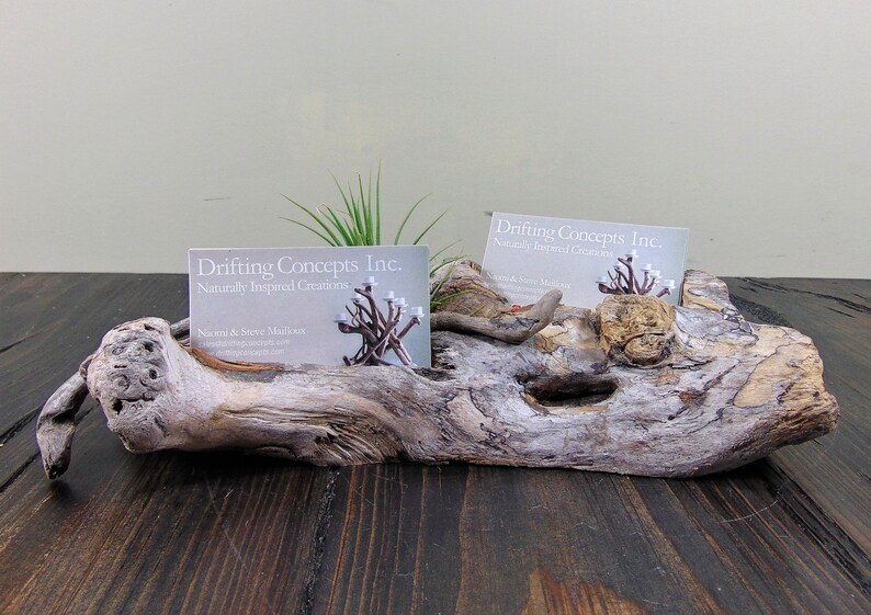 Driftwood Two Business Card Holder Business Card Display Etsy
