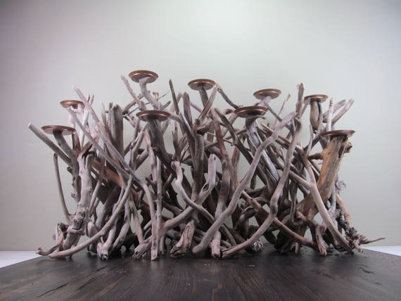 Silver Driftwood Fireplace Insert Candelbra Votive Plate Etsy