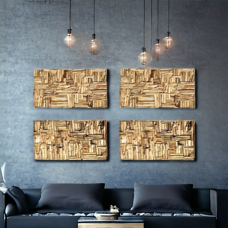 Large Driftwood Mosaic Wall Art, Coastal Home Decor image 9