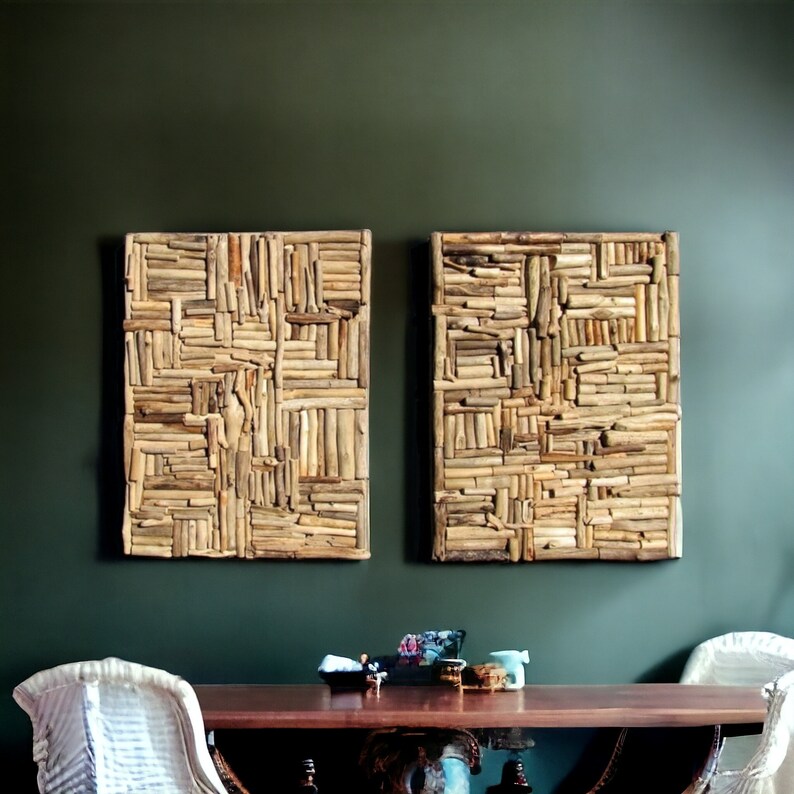 Large Driftwood Mosaic Wall Art, Coastal Home Decor image 5