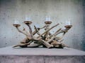 Dark Driftwood Votive Candelabra, Seven Candle Candelabra with Votive Plates, Table Centerpiece, Wood Candle Holder, Driftwood Art,Driftwood