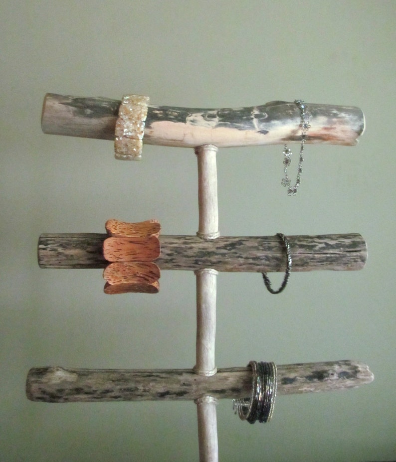 Driftwood 3 Tiered Bracelet Display With Ring Pegs Bracelet Etsy