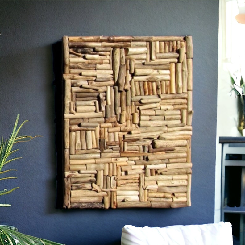 Large Driftwood Mosaic Wall Art, Coastal Home Decor image 4