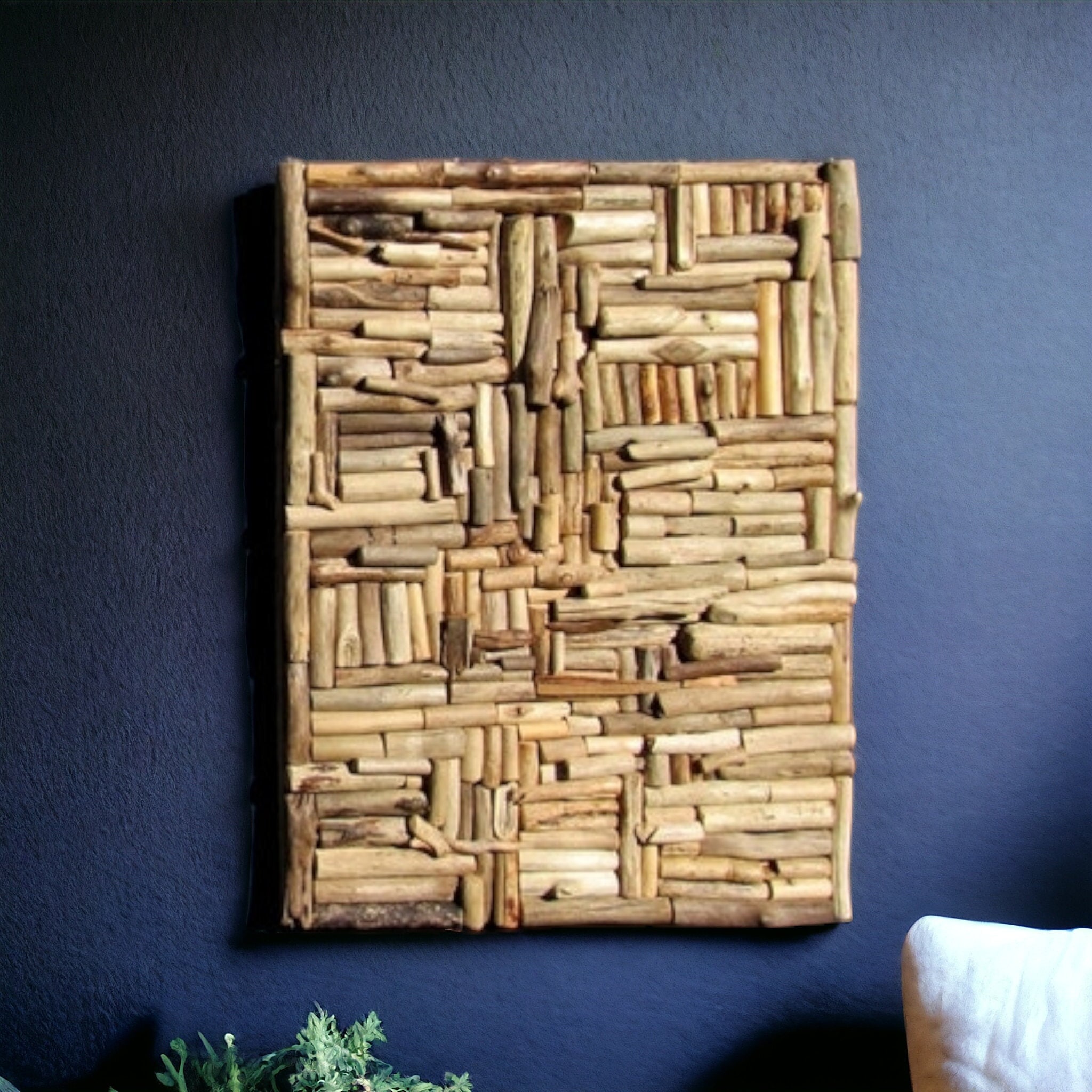 Large Driftwood Mosaic Wall Art, Coastal Home Decor