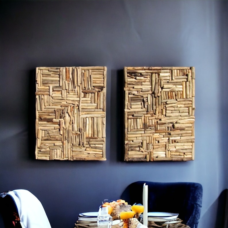 Large Driftwood Mosaic Wall Art, Coastal Home Decor image 3
