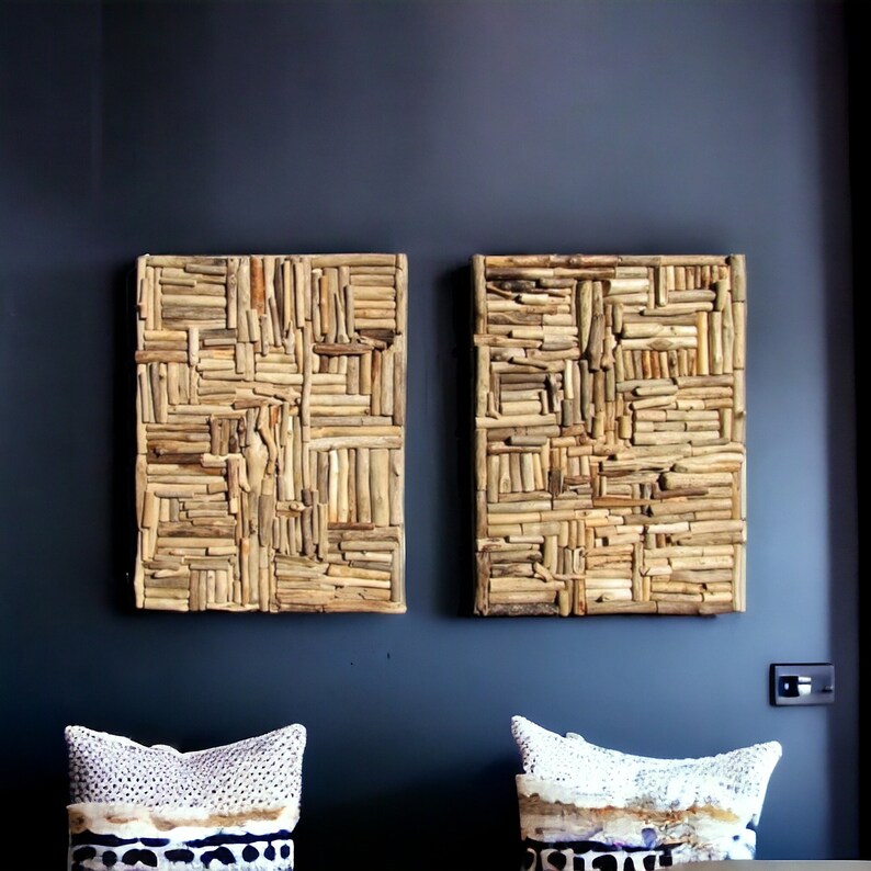 Large Driftwood Mosaic Wall Art, Coastal Home Decor image 10