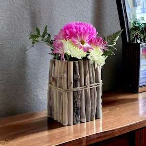 Square Driftwood Candle/Vase Holder, Driftwood Flower Vase, Wedding Vase, Candle Holder, Unique Rustic Decor, Driftwood Decor, Centerpiece