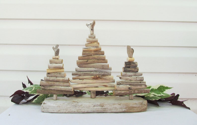 Driftwood Christmas Tree Forest, Driftwood Holiday Decor, Rustic Christmas, Coastal Christmas, Driftwood Christmas Decoration, Wood Tree image 3