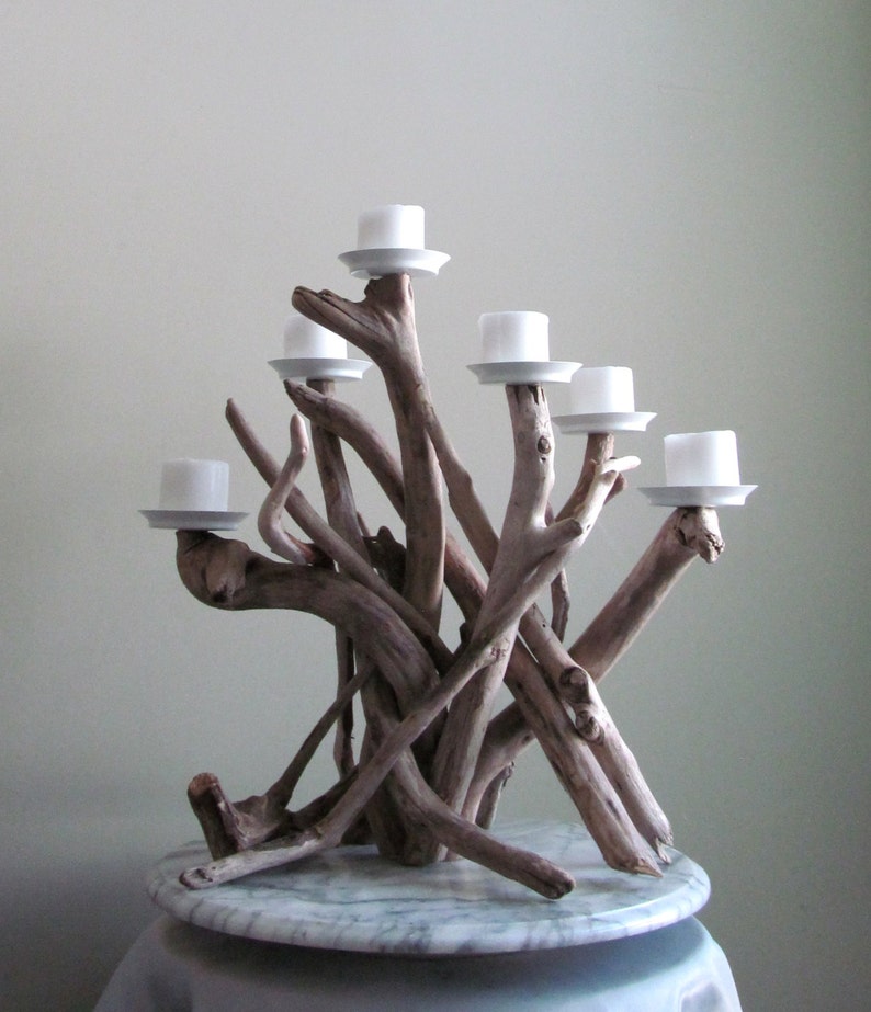 Driftwood Six Candles Candelabra Wedding Centerpiece Table Etsy