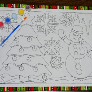 Kid&#39;s Painting Kit, Christmas Placemat, Snowman Placemat, Snow Day Activity, Holiday Break Activity, Fine Motor Skill Activity, Christmas