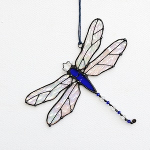 Stained Glass Art Suncatcher Window hangings Dragonfly iridescent glass Gift Home decor image 1