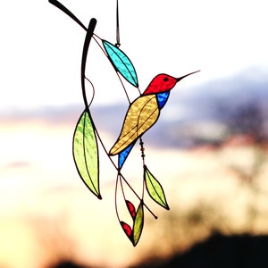 Suncatcher Glasmalerei Fensterbehänge Kolibri Vogel Wohnkultur Geschenk