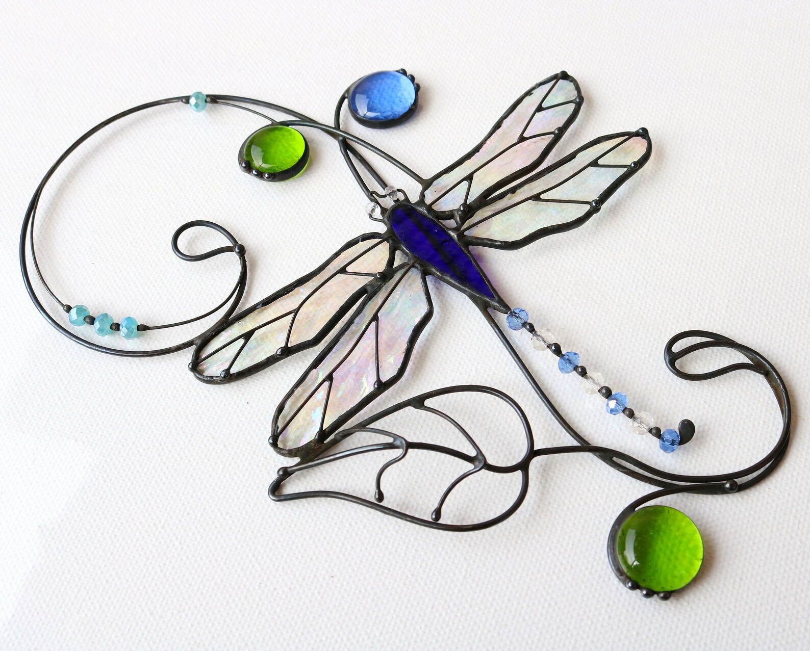 Stained Glass Art Suncatcher Dragonfly Window Decoration Etsy