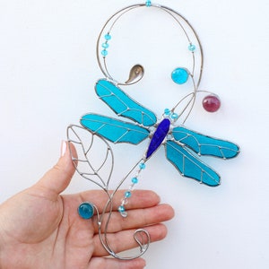 Stained Glass Art Window hangings Suncatcher Dragonfly Home decor Gift Present image 2