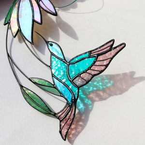 Suncatcher Stained Glass Art Window hangings Hummingbird Bird Home decor Gift image 4
