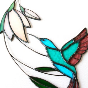 Suncatcher Stained Glass Art Window hangings Hummingbird Bird Home decor Gift image 5