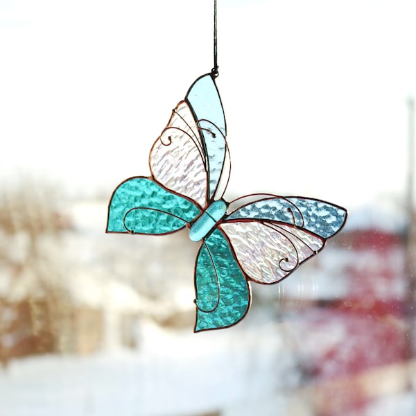 Vidrieras Arte Suncatcher Mariposa ventana colgantes Tiffany Glass Decoración del hogar