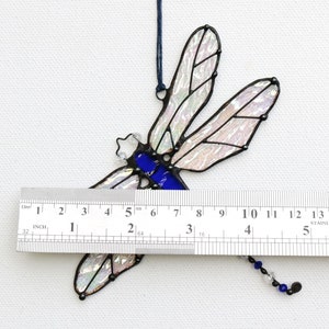 Stained Glass Art Suncatcher Window hangings Dragonfly iridescent glass Gift Home decor image 3