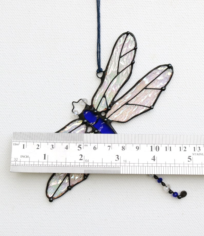 Stained Glass Art Suncatcher Window hangings Dragonfly iridescent glass Gift Home decor image 3