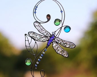 Stained Glass Art Suncatcher Dragonfly Window decoration Tiffany Glass Home decor Gift