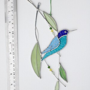 Stained Glass Art Suncatcher Window hangings Hummingbird Bird Home decor Gift image 3