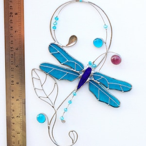Stained Glass Art Window hangings Suncatcher Dragonfly Home decor Gift Present image 3