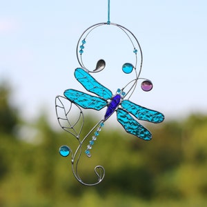Stained Glass Art Window hangings Suncatcher Dragonfly Home decor Gift Present