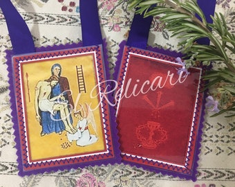 Purple Scapular. Scapular for the End Times. Marie Julie Janhenny. Cards, Medals and Keychains.