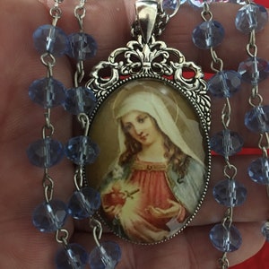 SACRED HEART of MARY. Rosary, Necklace.