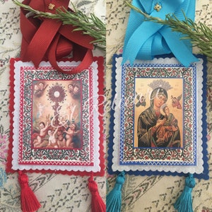 Door scapular. Blessed Sacrament and Our Lady of Help.