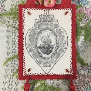 Scapular for door. Sacred Hearts of Jesus and Mary.
