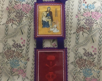 Marie Julie Jahenny. Purple scapular. Scapular for door. Home Protection.