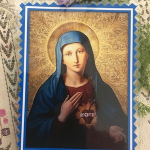 Onbevlekt Hart van Maria. Gelamineerde kaarten.
