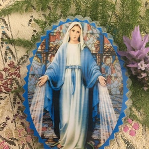 Nostra Signora della Medaglia Miracolosa. Biglietti plastificati ovali.