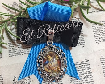 Small Medal, brooch San Miguel Arcángel .