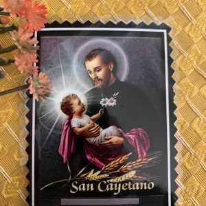 SAN CAYETANO. Patrono del Pane, della Salute e del Lavoro. Carte laminate.